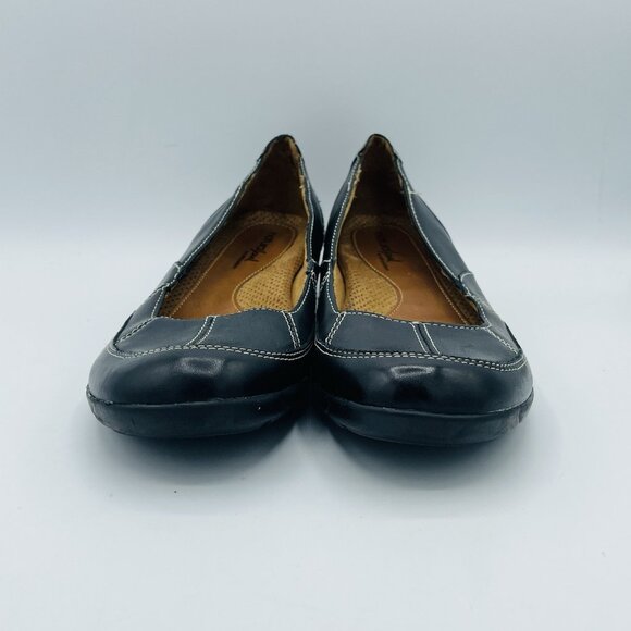 Natural Soul Shoe Womens Size 8 M Black Leather Comfort Slip On Loafers Heels - Picture 4 of 11